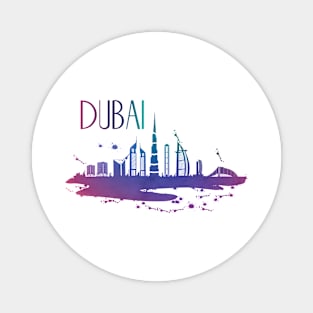 Dubai Watercolor Skyline Magnet